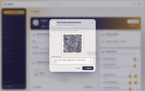 Step 1 with the QR code and manual entry key