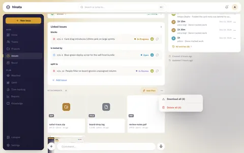The attachments grid with the More actions menu open
