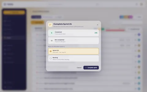 The Complete sprint dialog