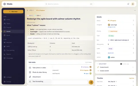 The + menu open next to the comment composer