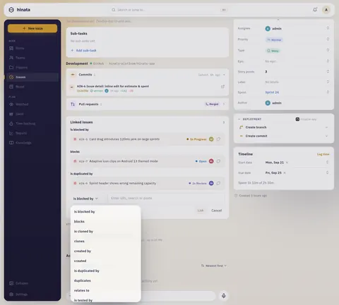 The relationship dropdown of the link composer