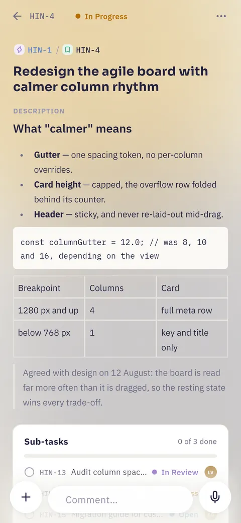 An issue open on a phone