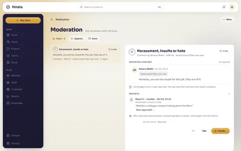 The moderation page with the open cases and one case opened beside them