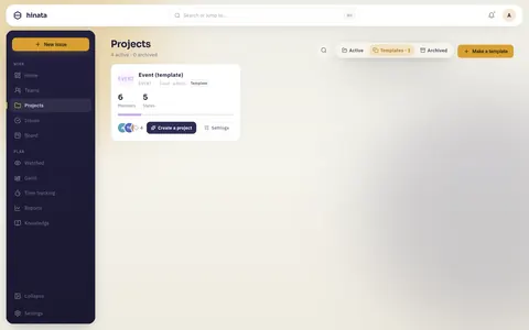 The Templates tab in the projects overview