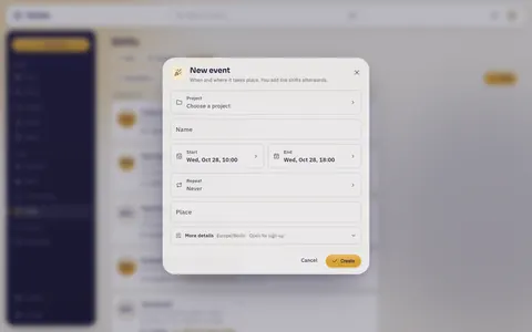 The editor for a new event