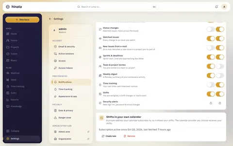 Shifts in your own calendar