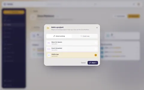 Adding a project to a team