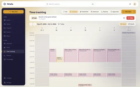 Der Kalender der Zeiterfassung