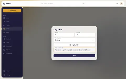 The Log time sheet
