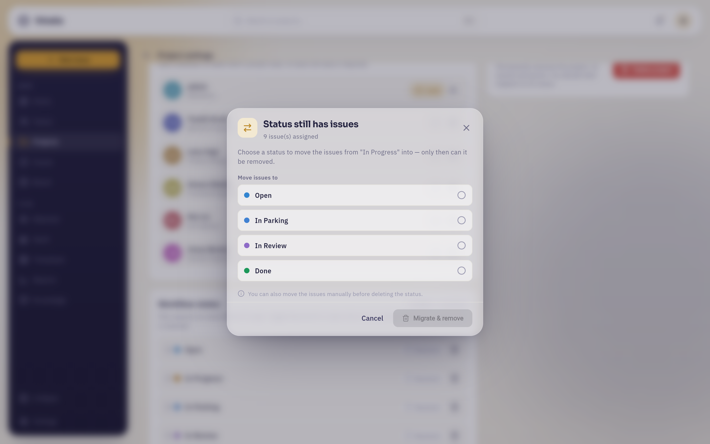 Removing a workflow state that still holds issues